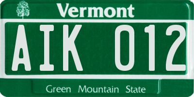 VT license plate AIK012