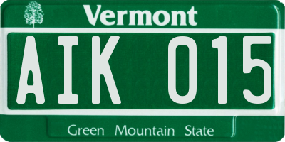 VT license plate AIK015