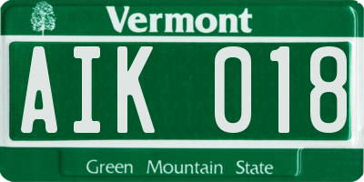 VT license plate AIK018