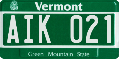 VT license plate AIK021