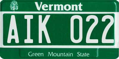 VT license plate AIK022
