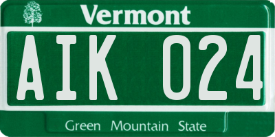 VT license plate AIK024