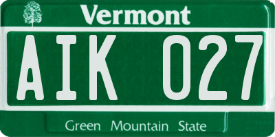 VT license plate AIK027