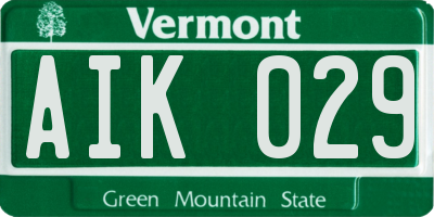 VT license plate AIK029