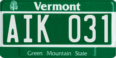 VT license plate AIK031