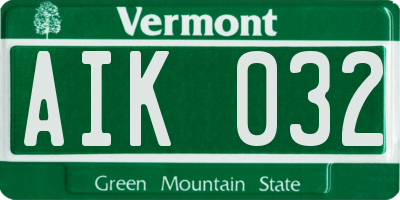 VT license plate AIK032