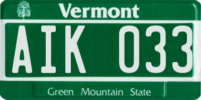 VT license plate AIK033