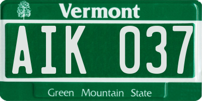 VT license plate AIK037