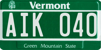VT license plate AIK040