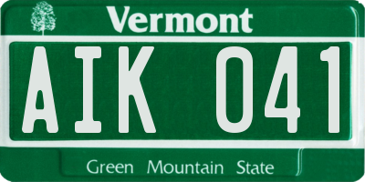 VT license plate AIK041