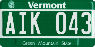 VT license plate AIK043