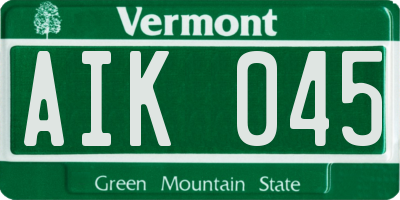 VT license plate AIK045
