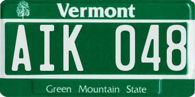 VT license plate AIK048