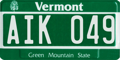 VT license plate AIK049