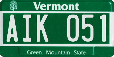 VT license plate AIK051