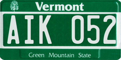 VT license plate AIK052