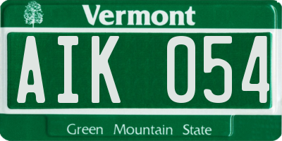 VT license plate AIK054