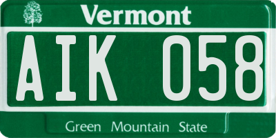 VT license plate AIK058