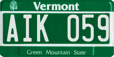 VT license plate AIK059