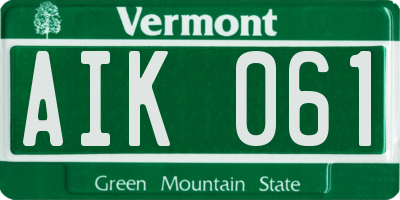 VT license plate AIK061