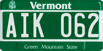 VT license plate AIK062