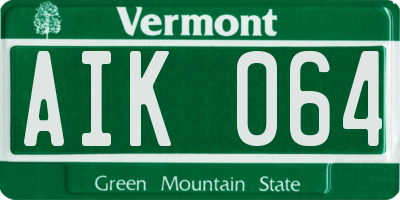 VT license plate AIK064