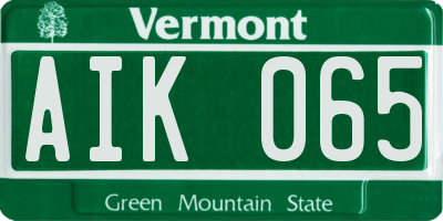 VT license plate AIK065
