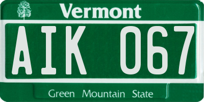 VT license plate AIK067