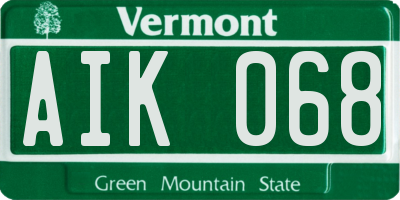 VT license plate AIK068