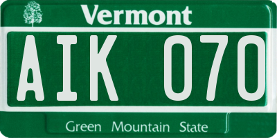 VT license plate AIK070