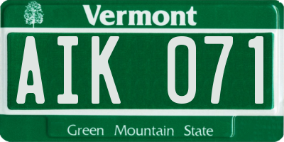 VT license plate AIK071