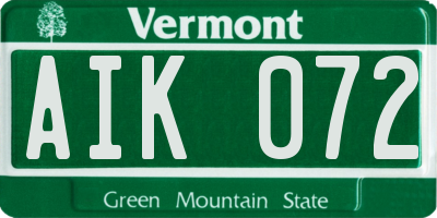 VT license plate AIK072
