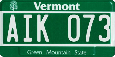 VT license plate AIK073
