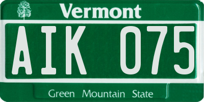 VT license plate AIK075