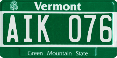 VT license plate AIK076