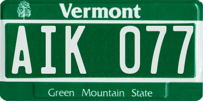 VT license plate AIK077
