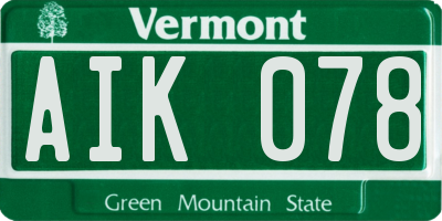 VT license plate AIK078