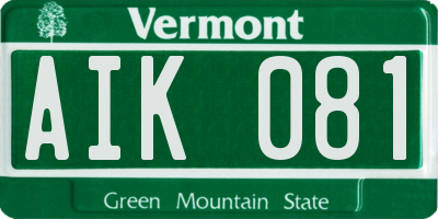 VT license plate AIK081