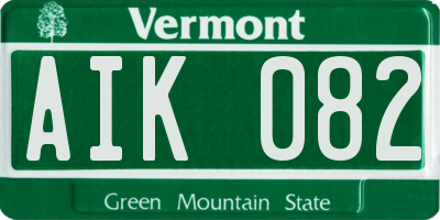 VT license plate AIK082