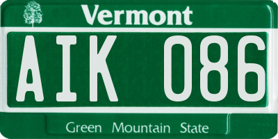 VT license plate AIK086