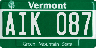 VT license plate AIK087
