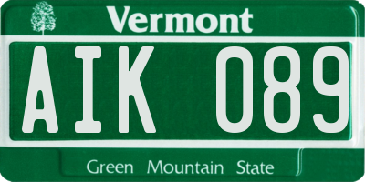 VT license plate AIK089