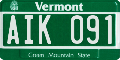 VT license plate AIK091