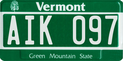 VT license plate AIK097