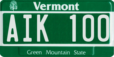 VT license plate AIK100