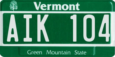 VT license plate AIK104