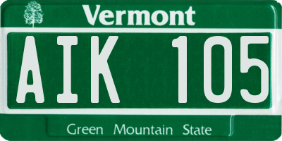 VT license plate AIK105