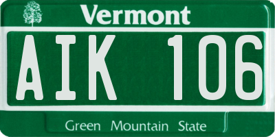 VT license plate AIK106