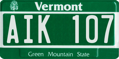 VT license plate AIK107