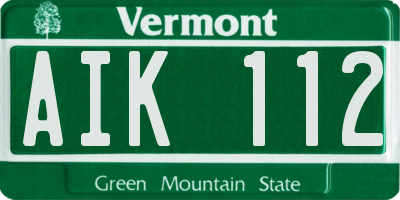 VT license plate AIK112